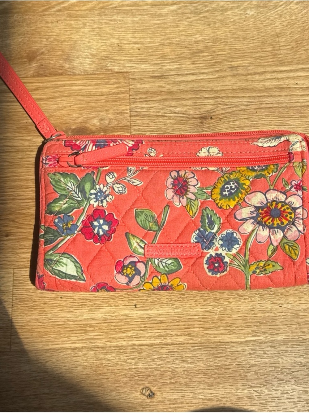 Vera Bradley Coral Floral Quilted Wristlet